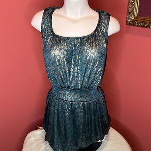 FOREVER 21 Emerald Ruched Top Cheetah Print